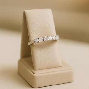 Moissanite Half Eternity Band Ring Sterling Silver